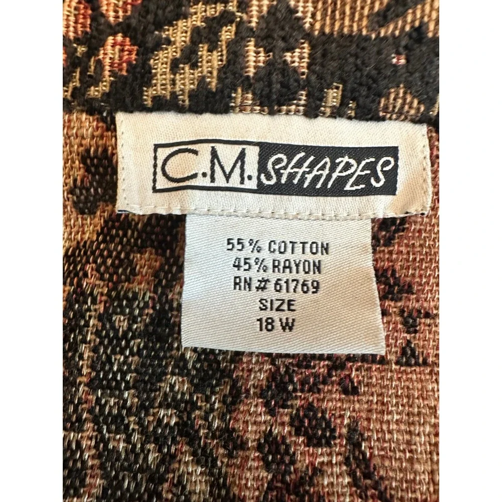 VINTAGE C.M.‎ Shapes Tapestry Jacket Floral Paisley Print Button Front Coat 18W